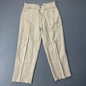 Polo Ralph Lauren Linen Pants Men 32x30 (fit 32x26.5) Tan Button Fly High Waist